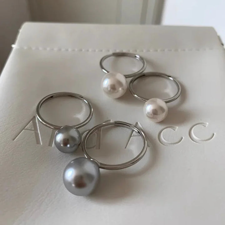 Classic Adjustable Pearl Ring - Sofia-White-The Livary