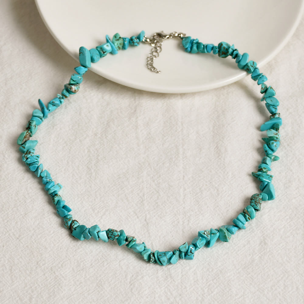 Stylishly Shaped Polished Crystal Necklace - Lina-Turquoise-The Livary