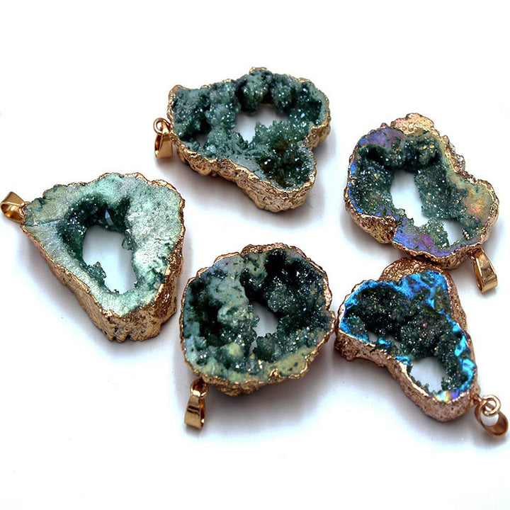 Natural Crystal Geode Pendant - Gaia-Amethyst-The Livary