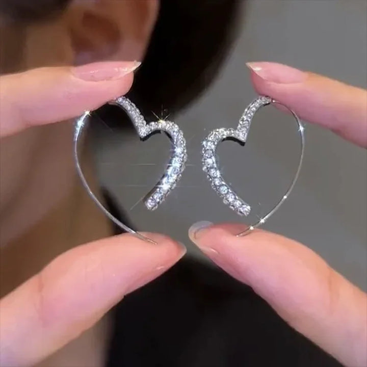 Zirconia Heart Earrings - Eliana-The Livary