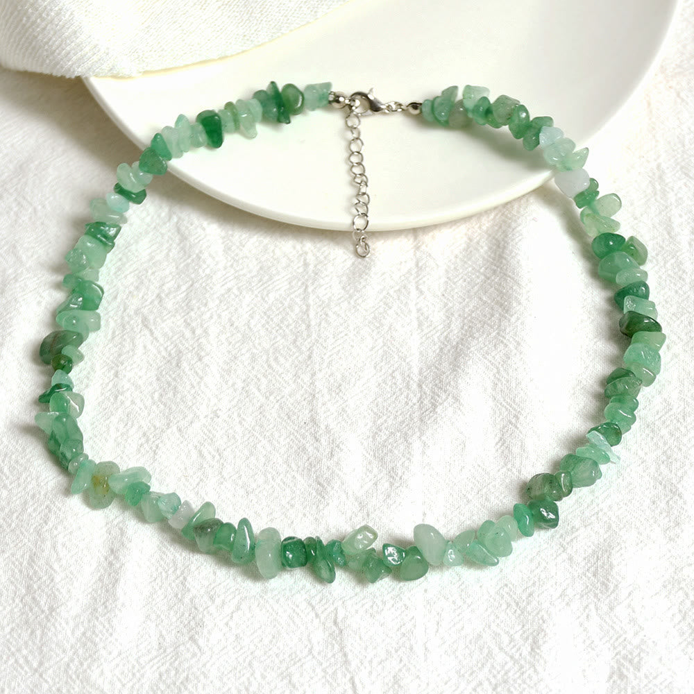 Stylishly Shaped Polished Crystal Necklace - Lina-Green Aventurine-The Livary
