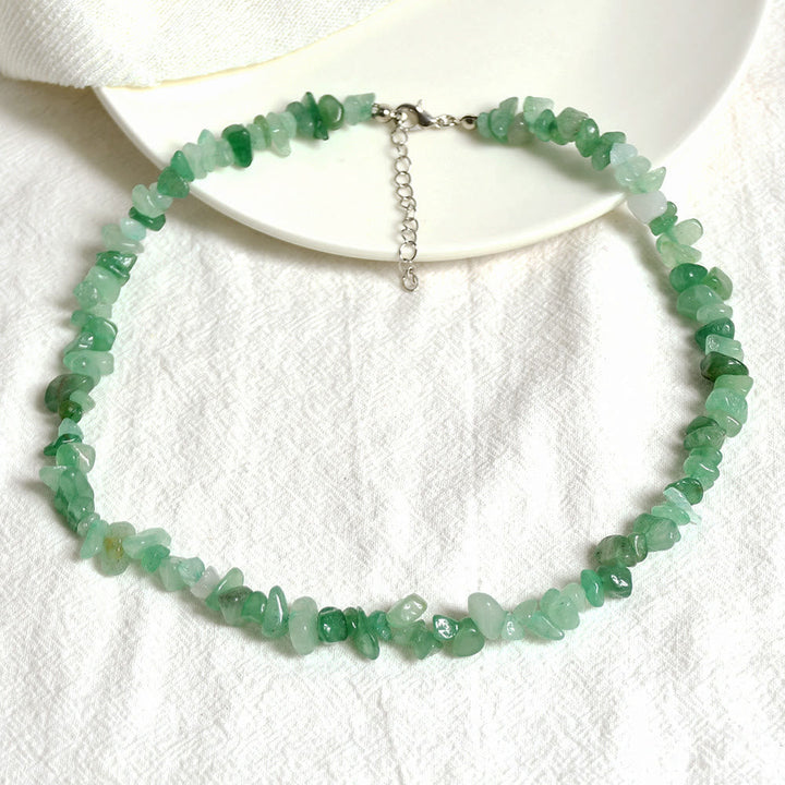 Stylishly Shaped Polished Crystal Necklace - Lina-Green Aventurine-The Livary