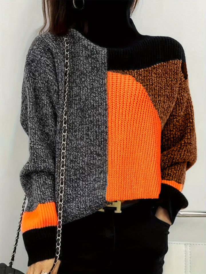 Warm Sweater with Collar - Lorena-Orange-S-The Livary