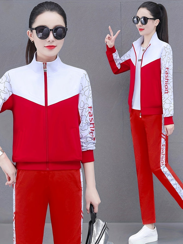 Comfortable and Stylish Tracksuit for Women - Sabine-Red - Red-M-The Livary