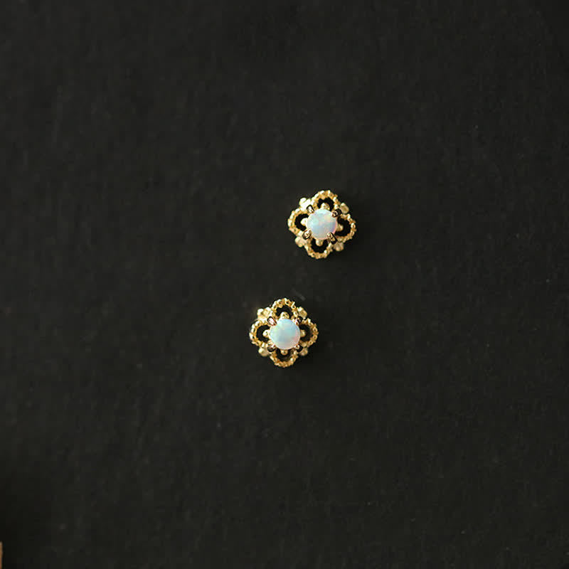 Delicate Vintage Earrings with Opal - Seraphina-Gold-The Livary
