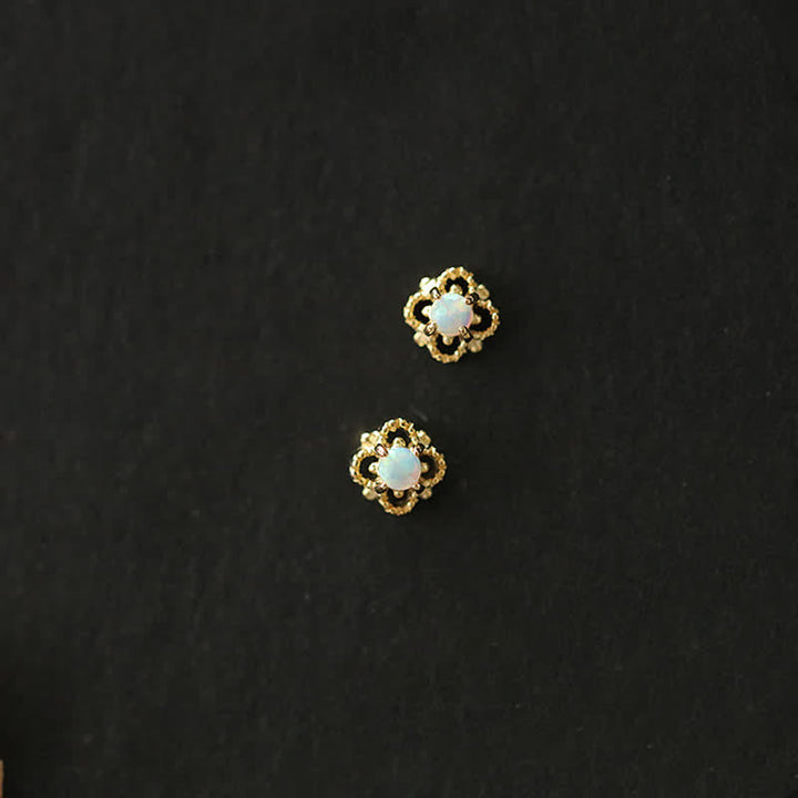 Delicate Vintage Earrings with Opal - Seraphina-Gold-The Livary