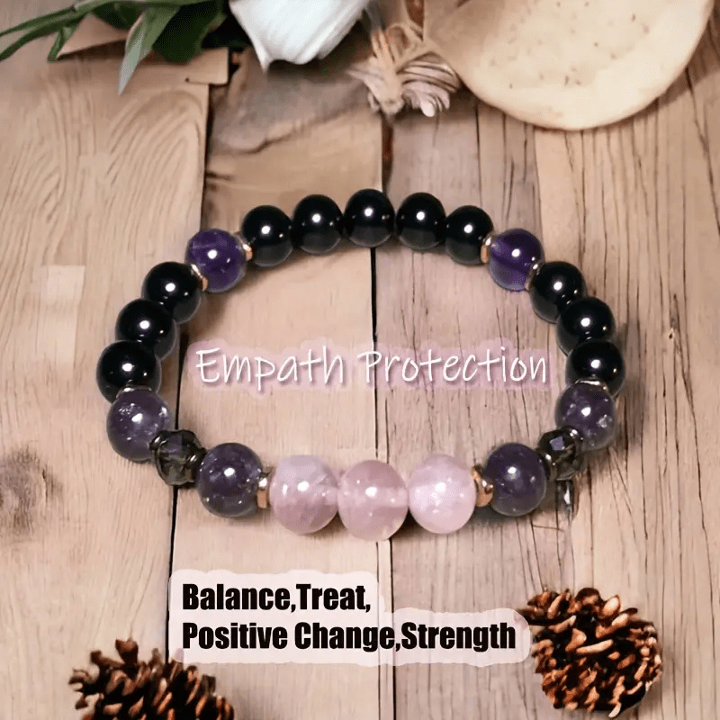 0.31 in Rose Quartz Obsidian Amethyst Beaded Bracelet - Aurora-The Livary