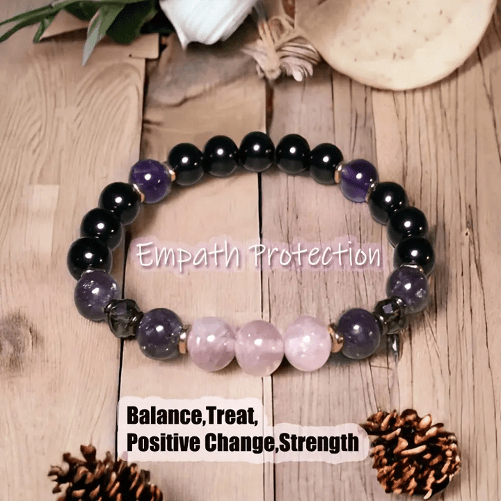 0.31 in Rose Quartz Obsidian Amethyst Beaded Bracelet - Aurora-The Livary