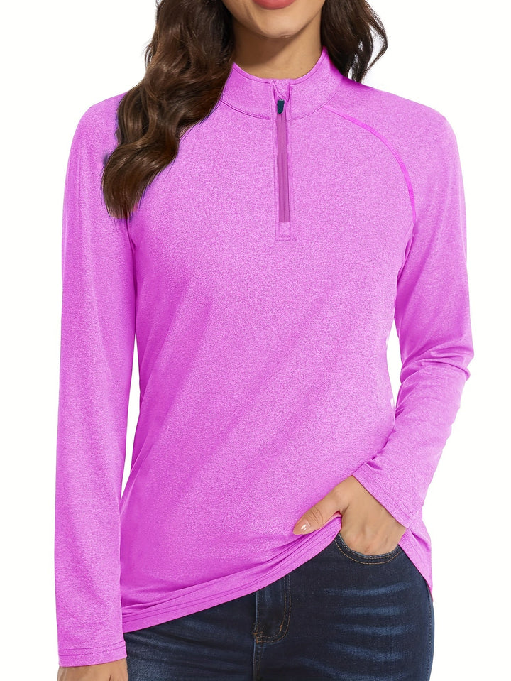 Long Sleeve Sports Shirt for Women - Nadira-Pink-S-The Livary
