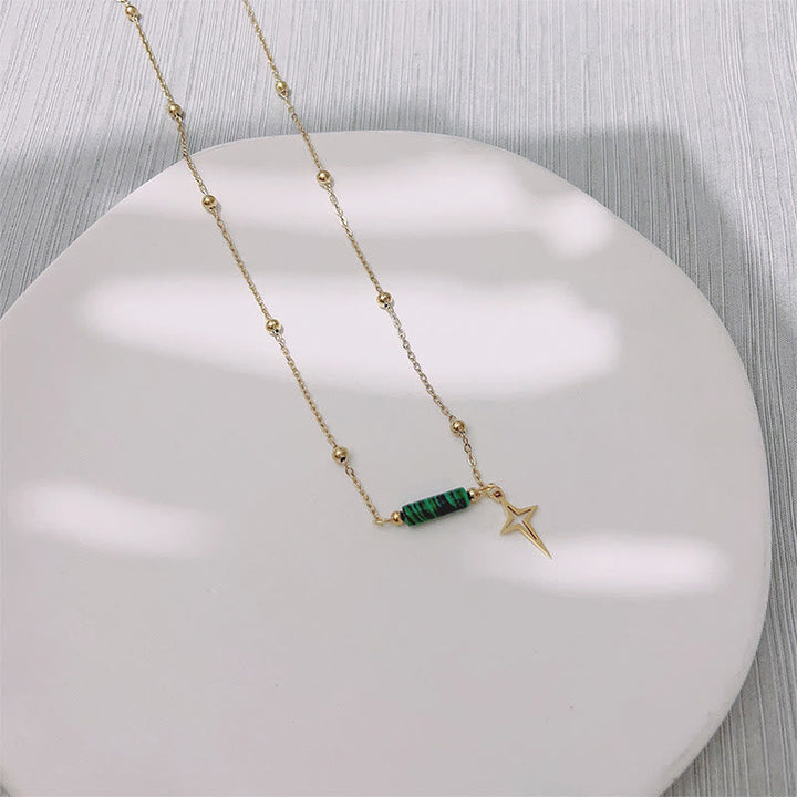 Natural Malachite Star Pendant Earrings, Necklace and Bracelet - Maria-Necklace-The Livary