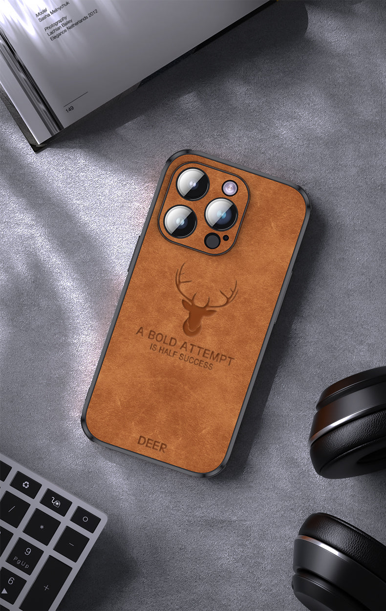 Luxury Deer Leather iPhone Case - Veltro-Brown-iPhone 15 Pro Max-The Livary