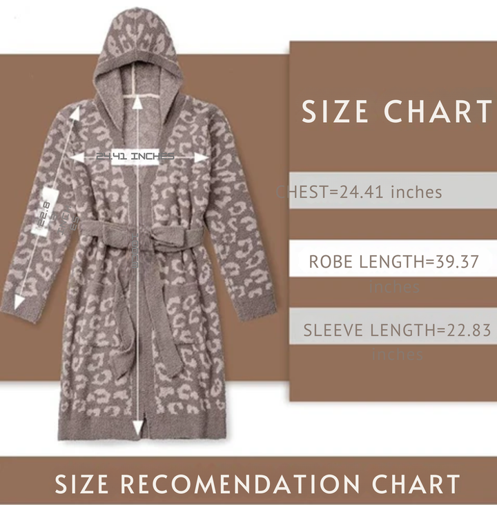 Comfortable Ladies Spa Bathrobe - Victoria-Leopard Cream - Hood-The Livary