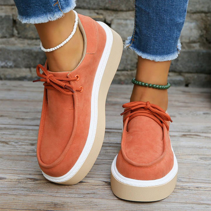 Comfortable ladies' lace-up shoes with cushioning – Aveline-Orange-3-The Livary