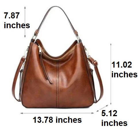 Stylish Spacious Leather Shoulder Bag - Elodie-Brown-The Livary