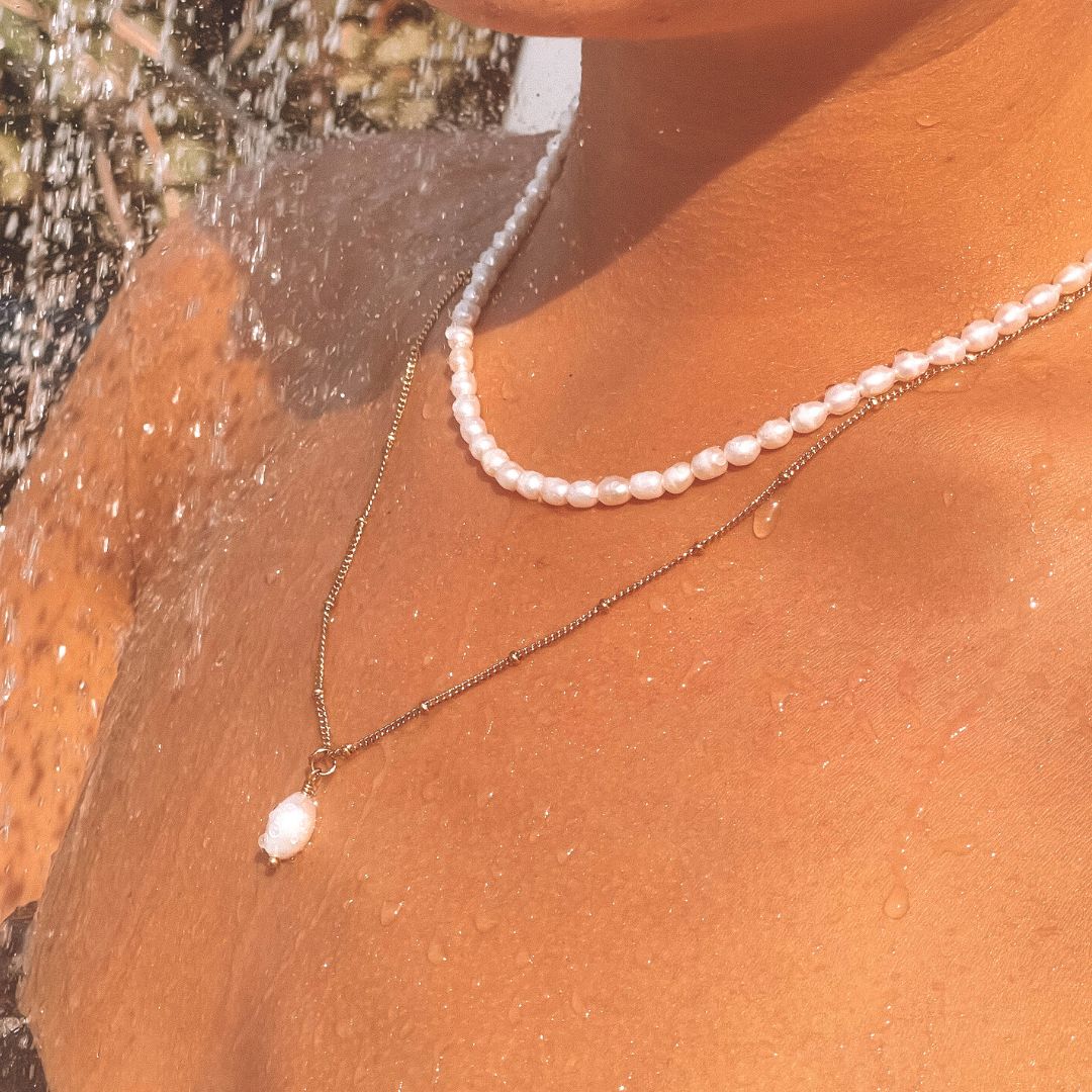 Baroque Pearl Pendant Necklace - Anisa-Gold-The Livary