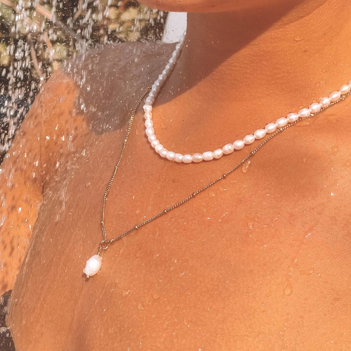 Baroque Pearl Pendant Necklace - Anisa-Gold-The Livary