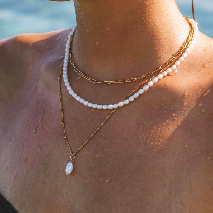 Baroque Pearl Pendant Necklace - Anisa-Gold-The Livary