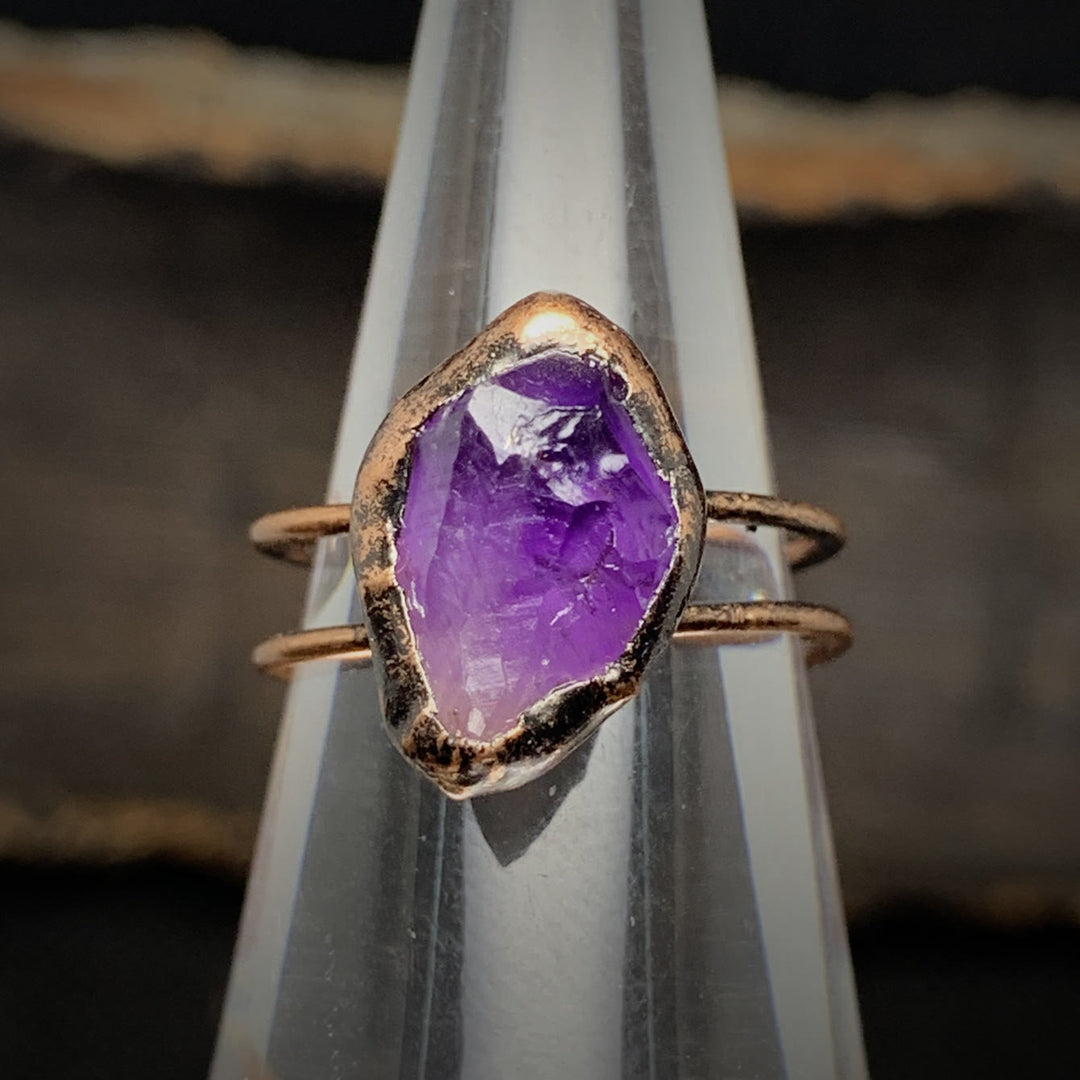 Natural Raw Birthstone Ring - Selina-January & Pomegranate-The Livary