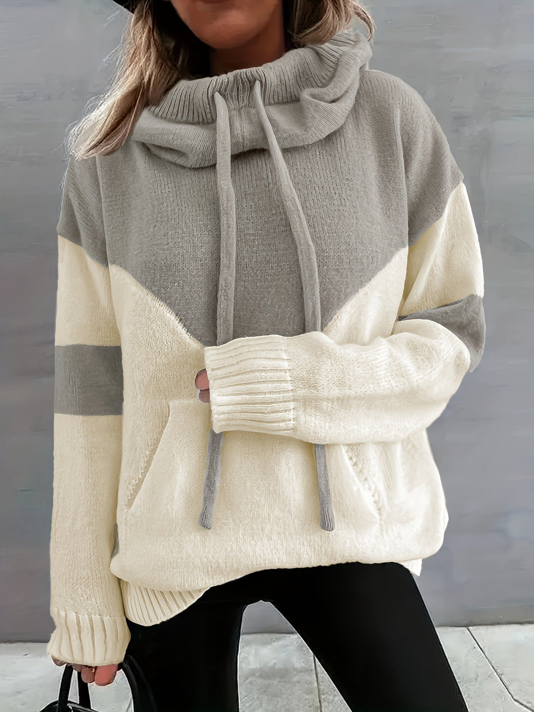 Comfortable Hoodie with Drawstring - Maya-Khaki-S-The Livary