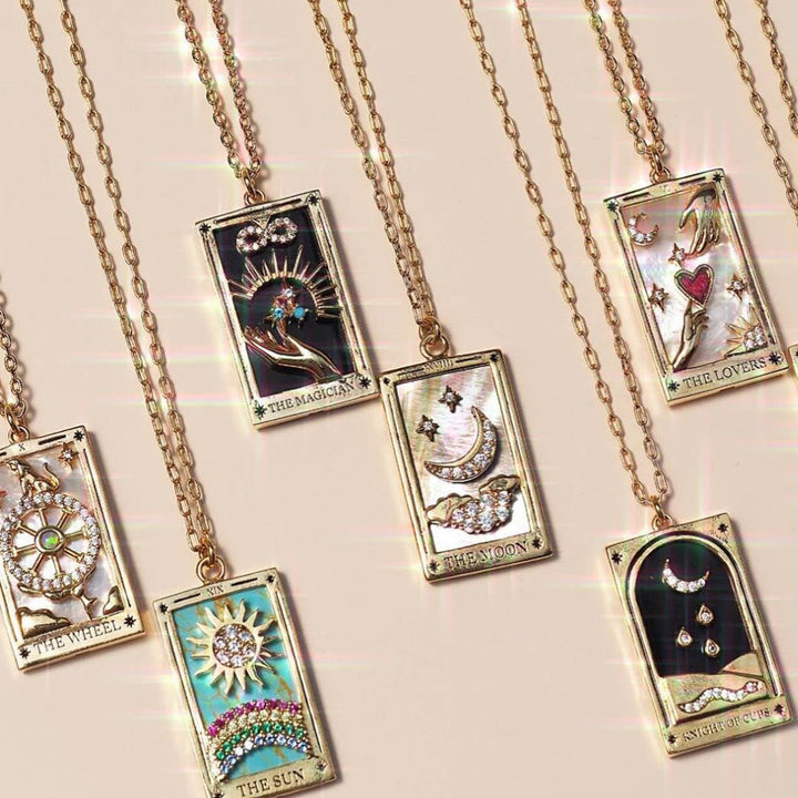Zirconia Gold-Plated Tarot Drop Pendant Necklace - Amara-The Empress-The Livary