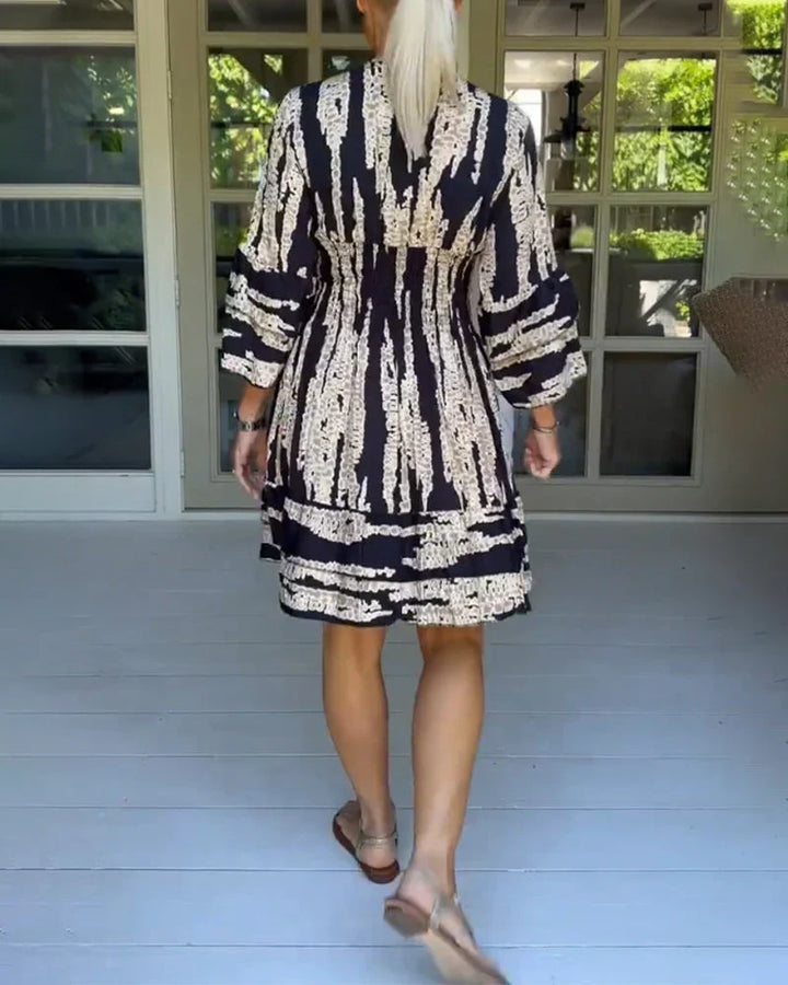 Airy & Stylish Women's Dress with V-Neck and 3/4 Sleeves – Elina-Black-S-The Livary