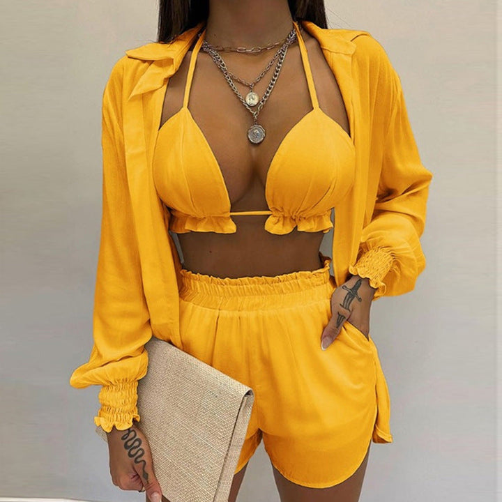 Stylish 3-piece summer outfit for the beach and pool - TropenGlow-Yellow-S-The Livary