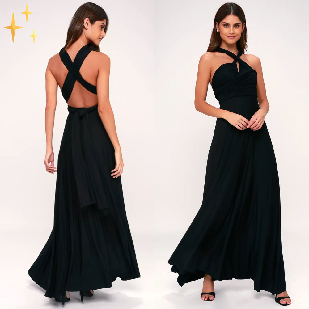 Wrap dress for women – Versatile & transformable with over 50 styling variations – Mira-Black-S-The Livary