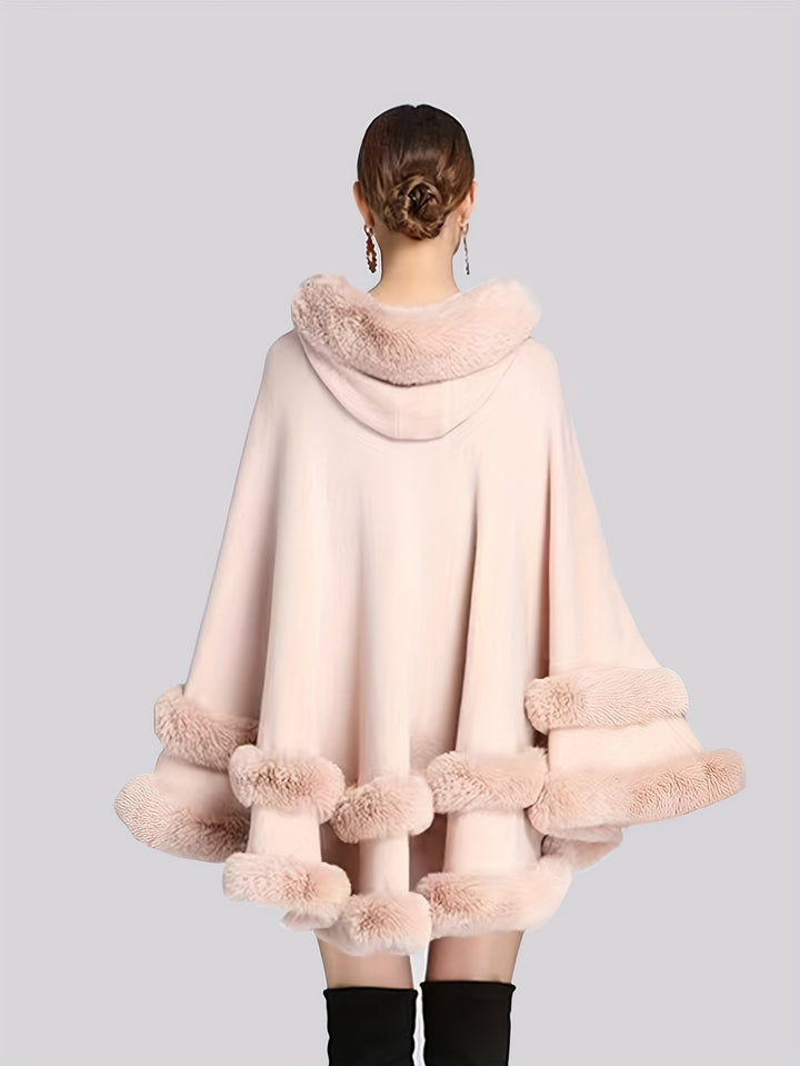 Oversized Furry Cape Jas for Women - Fiona-Bordeaux red-S-The Livary