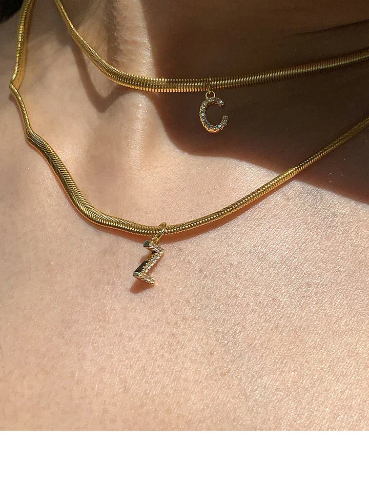 Golden Initials Necklace - Ella-A-The Livary
