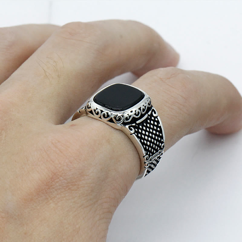 Black Onyx Silver Ring for Men - Max-2.24 in-The Livary