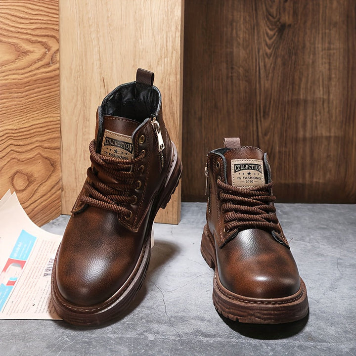 Warm and Stylish Lace-up Boots for Men - Arvo-Dark brown-5-The Livary