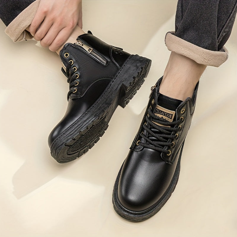 Warm and Stylish Lace-up Boots for Men - Arvo-Dark brown-5-The Livary