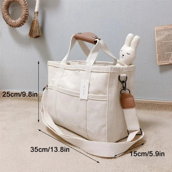 Canvas Tote Bag - UrbanGrace-Beige-The Livary