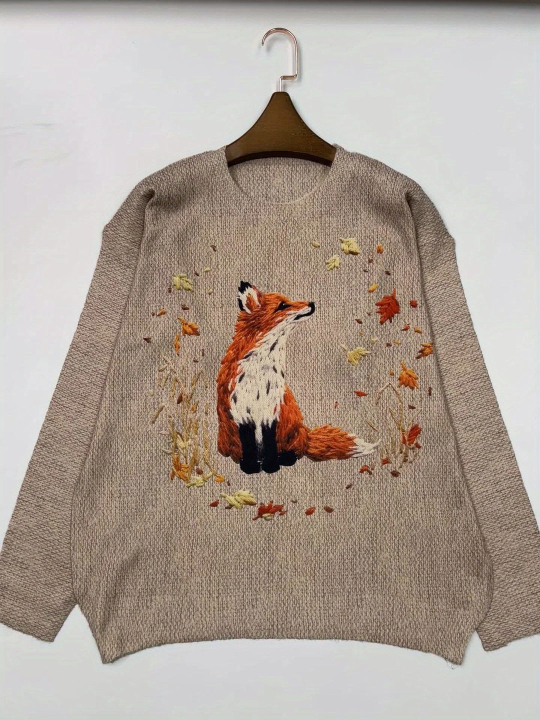 Trendy Sweater with Fox Print - Elisanne-S-The Livary