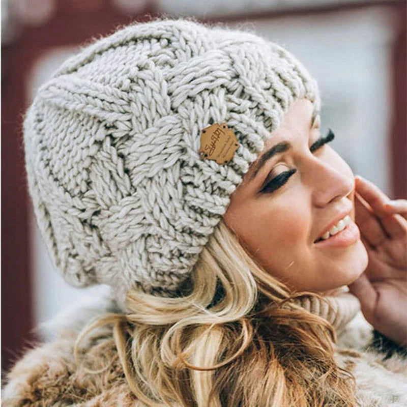 Comfortable Knitted Hat - Elena-Beige-The Livary