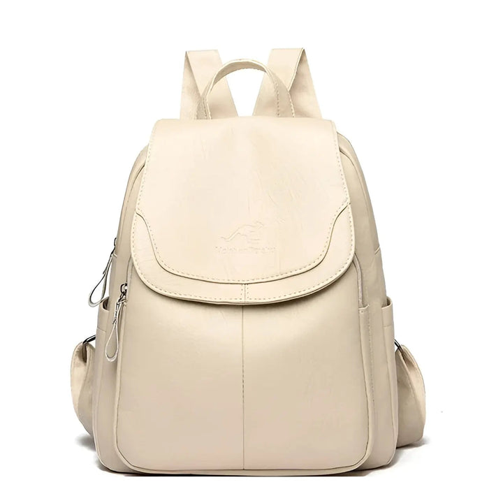 Vintage Leather Women's Backpack - Isabella-Beige-The Livary