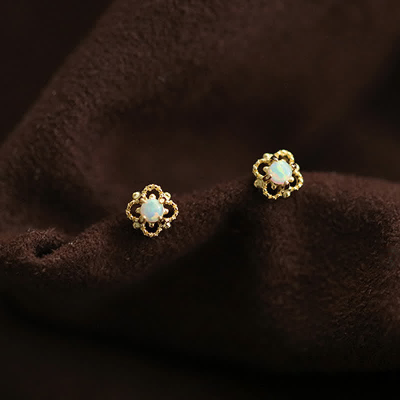 Delicate Vintage Earrings with Opal - Seraphina-Gold-The Livary