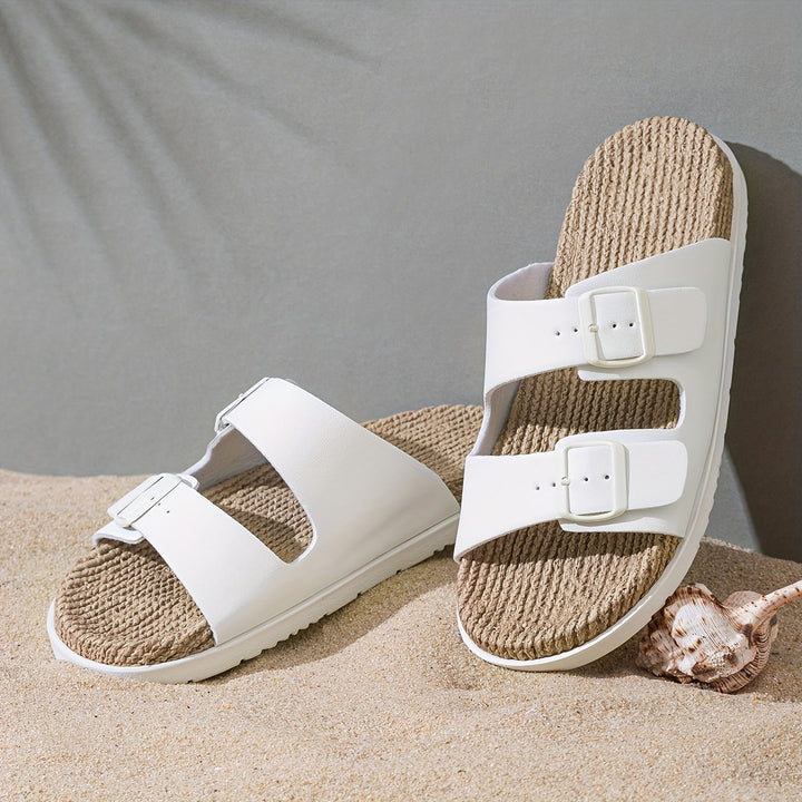 Stylish men's summer slip-ons with adjustable straps - GripStep-Black-6.5-The Livary