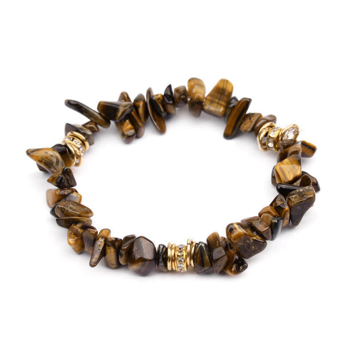 Stylish Natural Stone Crystal Beads Bracelet - Celine-Tiger's eye-The Livary