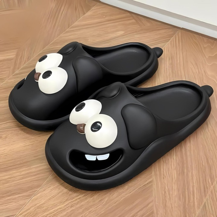 Cartoon slippers with comfort and character - PawJoy™ Cozy Pup Slippers-Black-3.5-The Livary