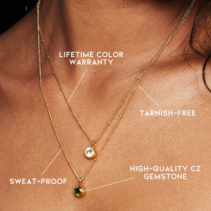 Birthstone Necklace - Aurora-January | Pomegranate-Gold-The Livary