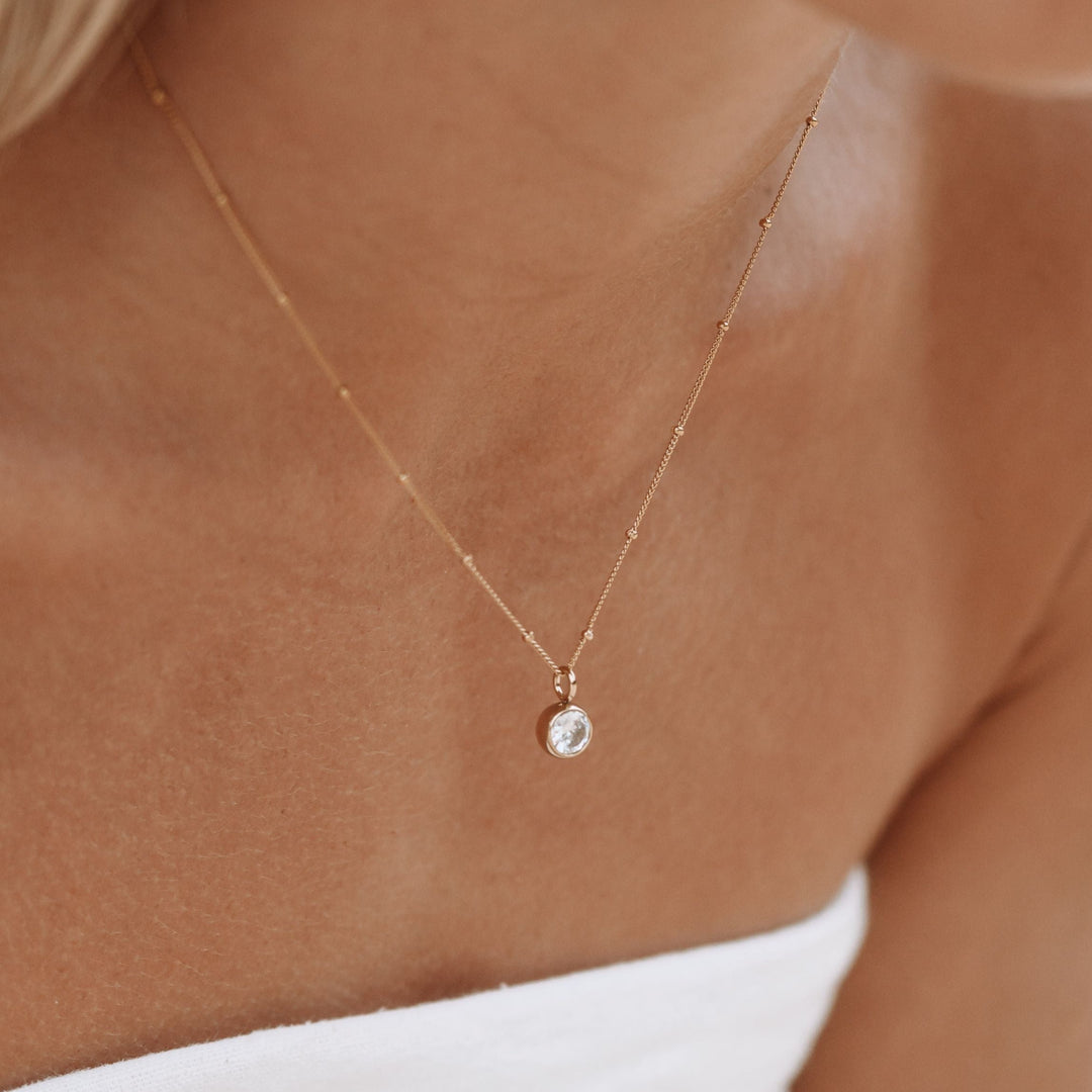Birthstone Necklace - Aurora-January | Pomegranate-Gold-The Livary
