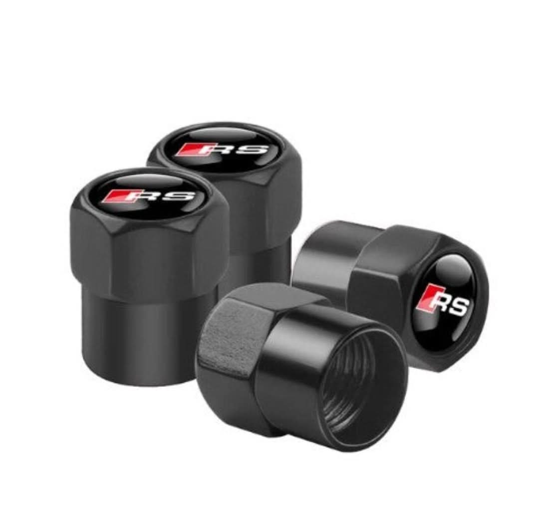 Brand Valve Caps Set (4 Pieces) - WheelTops-Black-Audi-The Livary