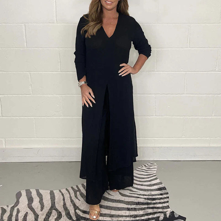 Casual Two-Piece Leisure Suit for Women - Nova-Black-S-The Livary