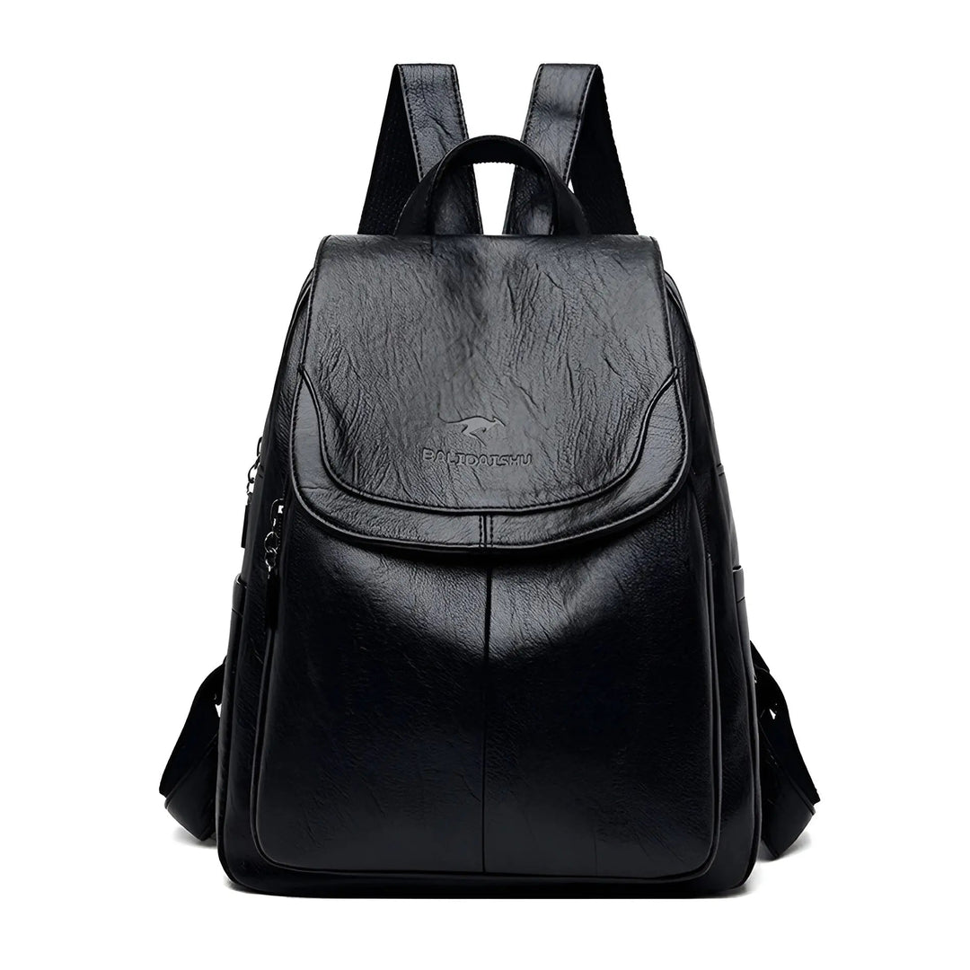 Vintage Leather Women's Backpack - Isabella-Black-The Livary