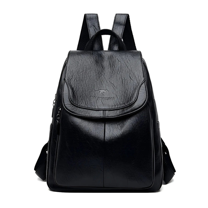 Vintage Leather Women's Backpack - Isabella-Black-The Livary