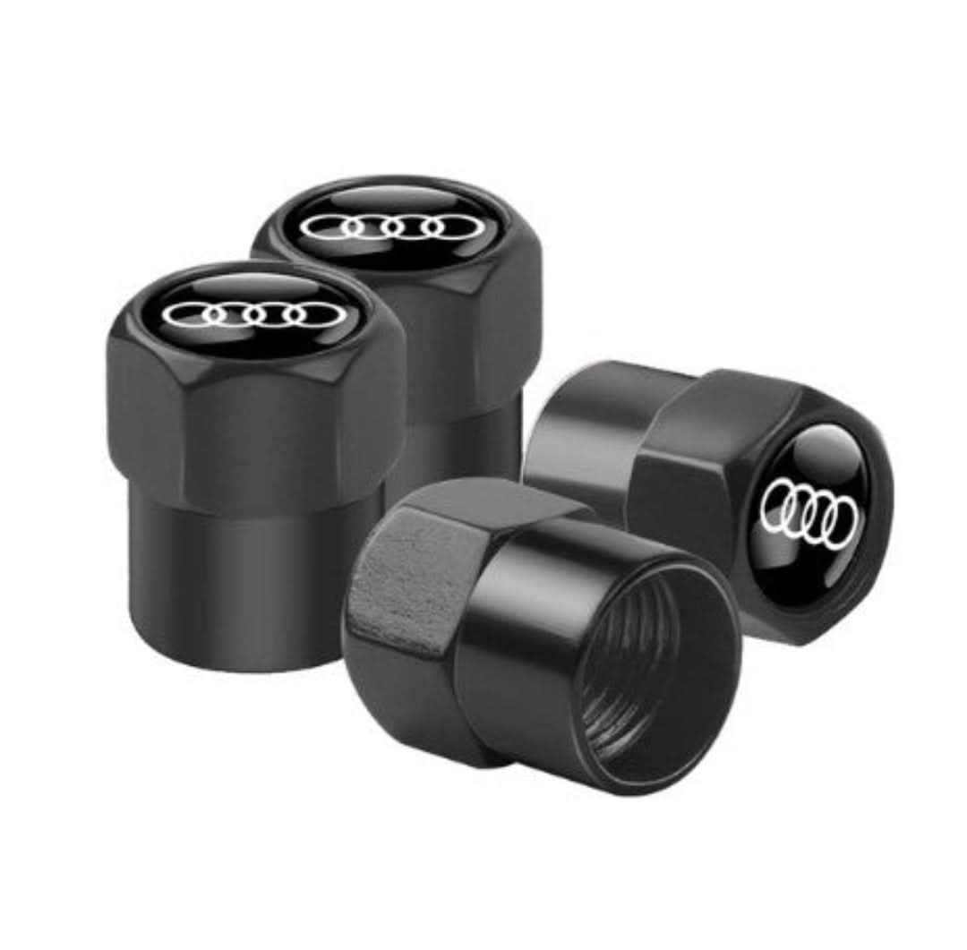 Brand Valve Caps Set (4 Pieces) - WheelTops-Black-Audi-The Livary