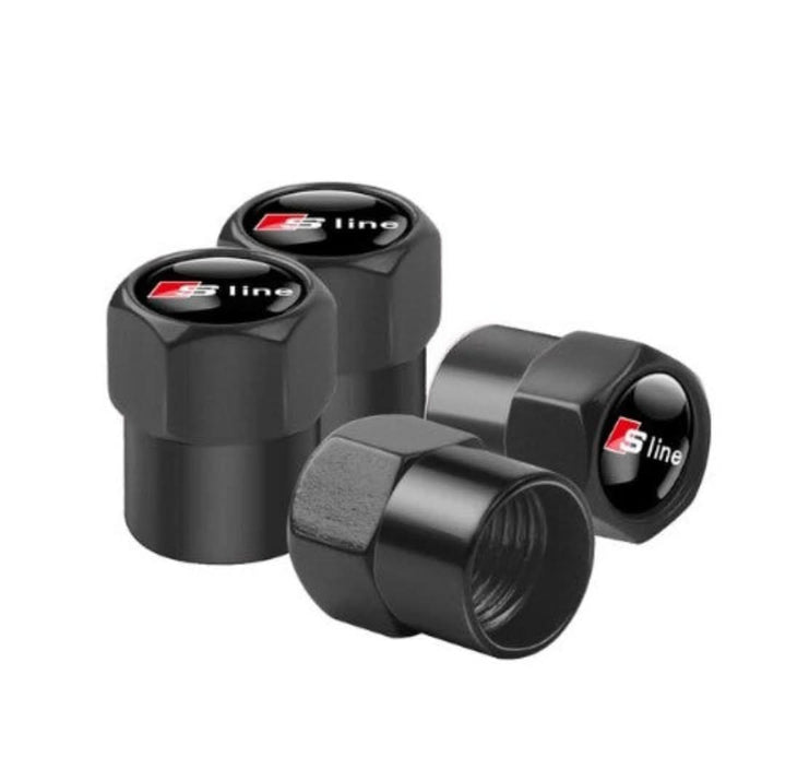 Brand Valve Caps Set (4 Pieces) - WheelTops-Black-Audi-The Livary