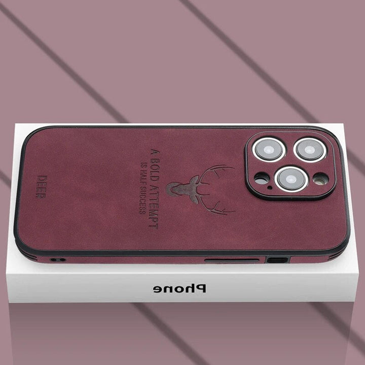Luxury Deer Leather iPhone Case - Veltro-Brown-iPhone 15 Pro Max-The Livary