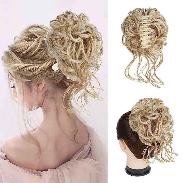 Clip with Hair Extension for Wavy Bun – CurlClip-Blond-The Livary